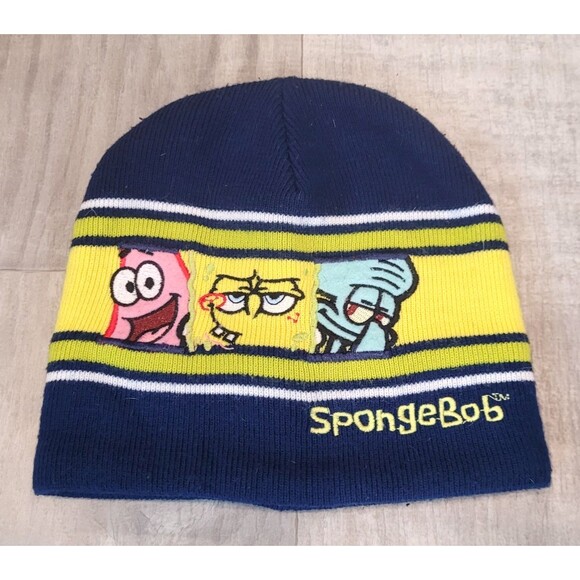 Vtg SpongeBob SquarePants Youth 4-16 Beanie Winter Hat Nickelodeon Kids 2005 - Picture 1 of 5